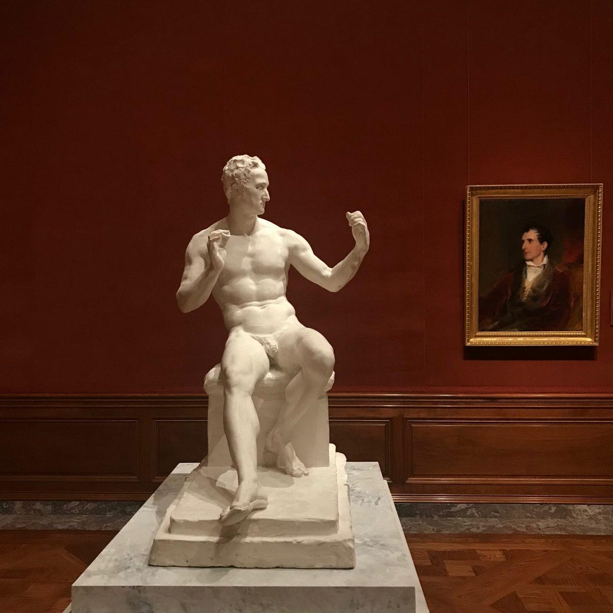 "Bozzetto (sketch) for George Washington," 1817, by Antonio Canova (1757–1822). Plaster, 31 1/2 inches by 18 1/8 inches by 26 3/4 inches, Gypsotheca e Museo Antonio Canova, in the exhibition at The Frick Collection on May 21, 2018. (Milene Fernandez/The Epoch Times)