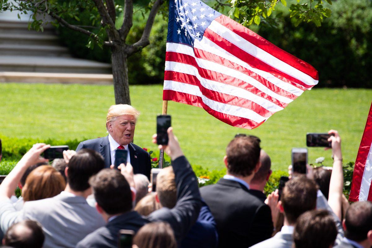President Donald Trump arrives for the Celebration of America on the South Lawn of the White House in Washington on June 5, 2018. (Samira Bouaou/The Epoch Times)