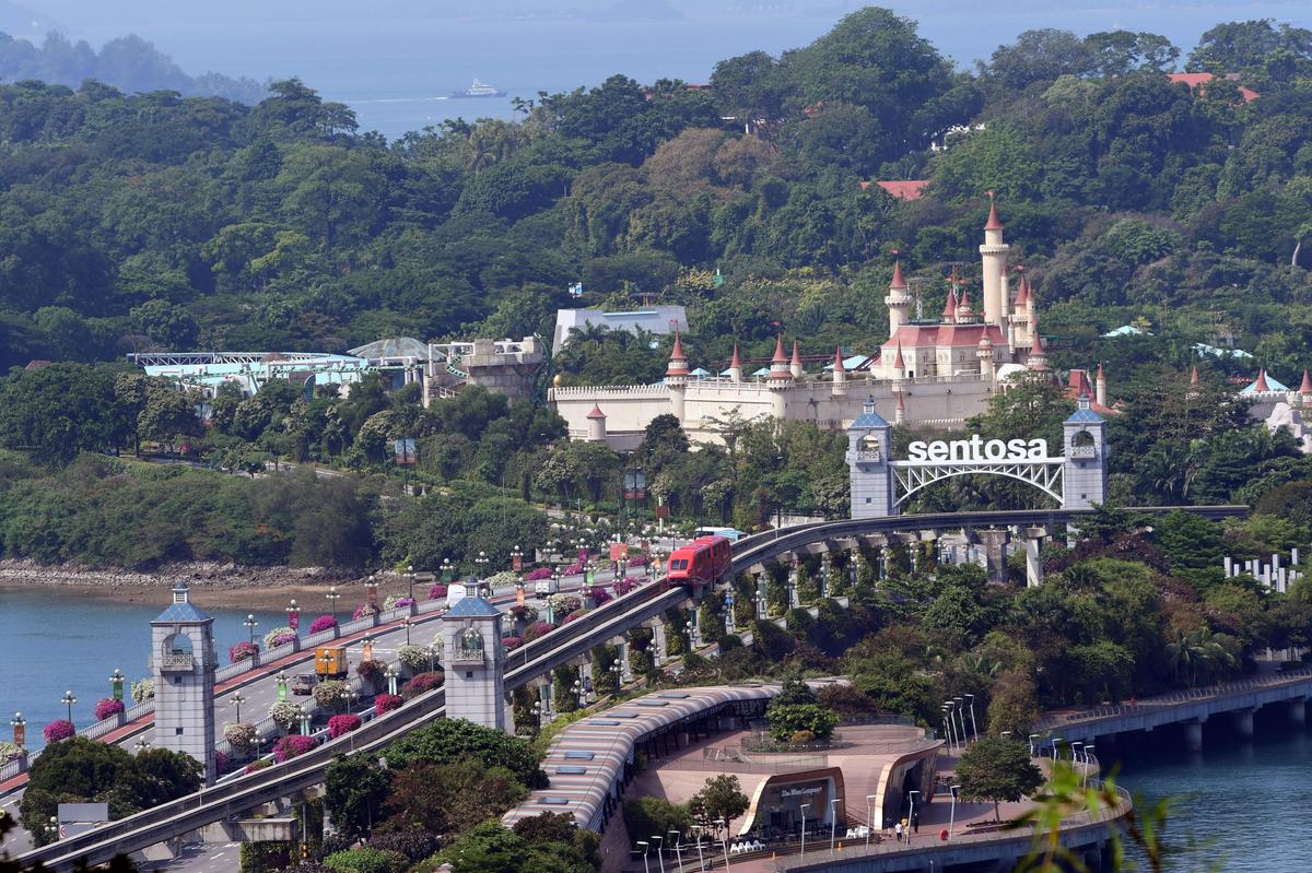 The entrance of Sentosa island in Singapore on June 6, 2018. (Roslan Rahman/AFP/Getty Images)