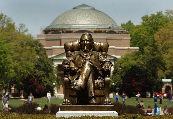 A statue of George Washington Duke on Duke University's East Campus in Durham, North Carolina on April 11, 2006. (Sara D. Davis/Getty Images)