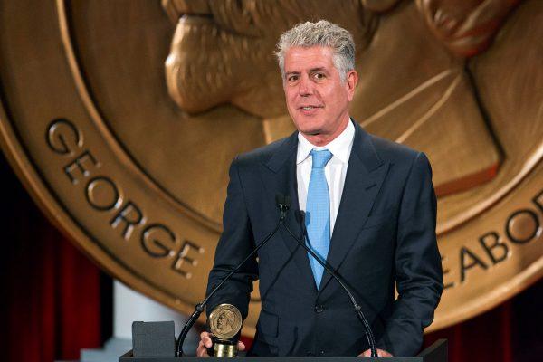 Television personality Anthony Bourdain speaks about the show "Parts Unknown" after the show won a Peabody Award in New York, U.S., May 19, 2014. (Reuters/Lucas Jackson/File Photo)