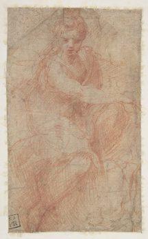 “Seated Goddess Diana” by Girolamo Francesco Maria Mazzola (Parmigianino). Red chalk. Rogers Fund, 1910. (The Metropolitan Museum of Art)