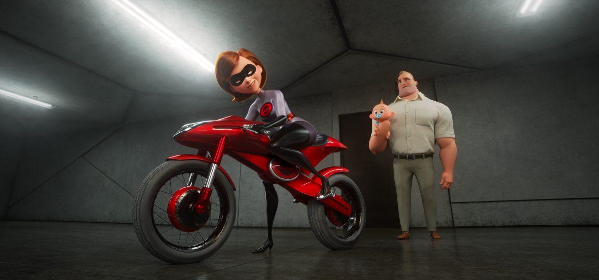 Helen aka Elastigirl (voiced by Holly Hunter) and Bob (voiced by Craig T. Nelson) in “Incredibles 2.” (Disney/Pixar)