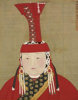 In the “Portrait of Khublai Khan’s Consort,” Chabi is shown in a boghta crown. (Public Domain)