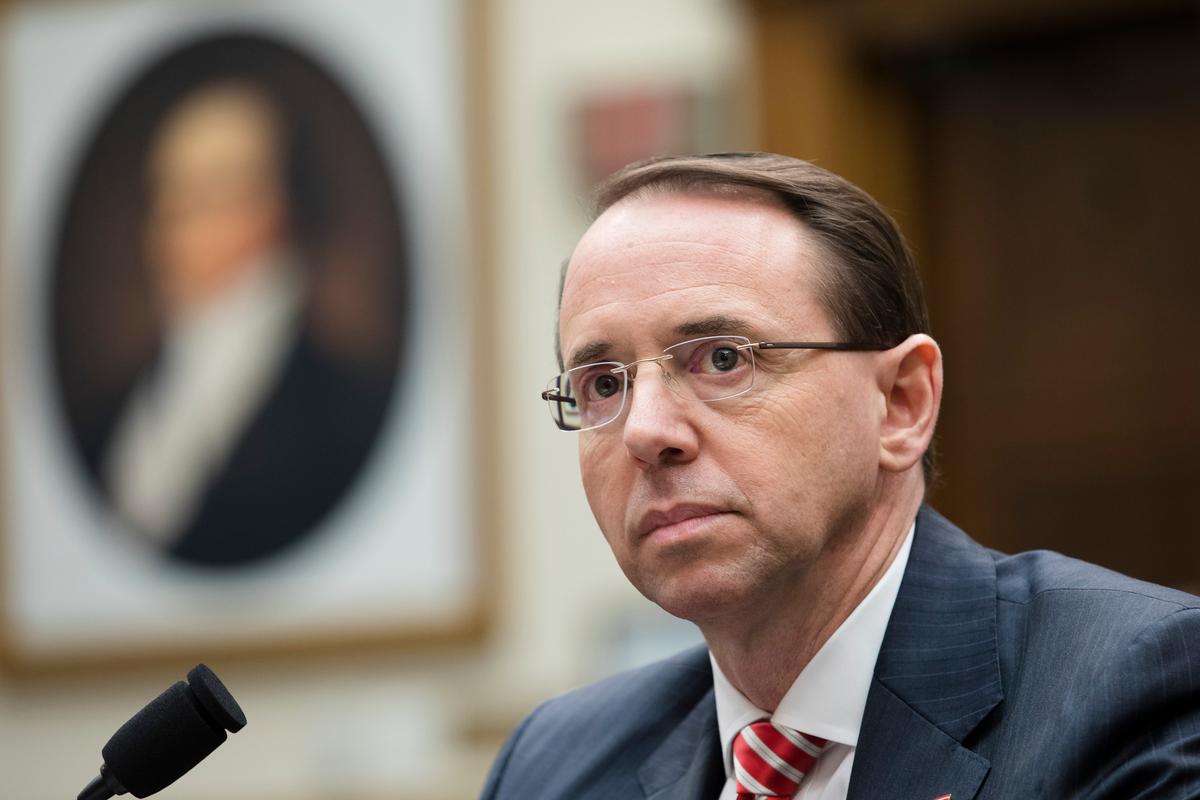 Deputy Attorney General Rod Rosenstein testifies before the House Judiciary Committee in Washington on Dec. 13, 2017. (Samira Bouaou/The Epoch Times)