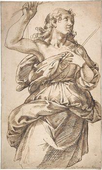 “An Angel” by Bartolomeo Passarotti (1529–1592). Pen and brown ink, over traces of black chalk, on beige paper. Rogers Fund, 1964. (The Metropolitan Museum of Art)