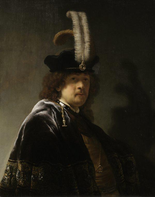 "Self-Portrait, Wearing a Feathered Bonnet," 1635, by Rembrandt van Rijn. Oil on poplar panel. (National Trust Images/Chris Titmus)