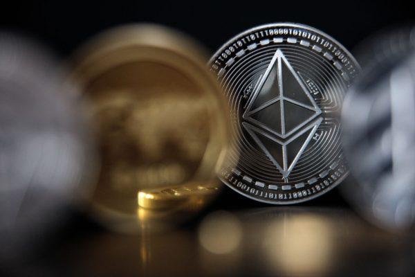 A physical representation of the Ethereum crypto product. (Jack Taylor/Getty Images)