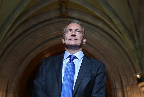Sir Tim Berners-Lee, inventor of the World Wide Web, stands outside the Guildhall, London in September 2014. Berners-Lee has been critical of the new EU copyright rules (Peter Macdiarmid/Getty Images)