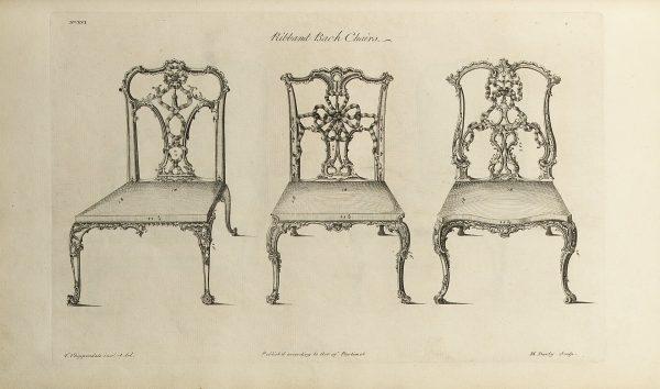 From “The Gentleman and Cabinet Maker’s Director,” three ribband-back chairs. Chippendale considered these chairs to be the best he had ever seen or made. (The Metropolitan Museum of Art, New York)