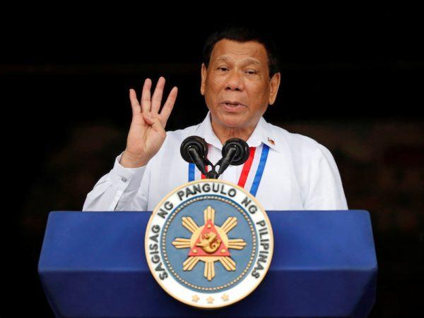 Philippines President Rodrigo Duterte speaks during the 120th Philippine Independence Day celebration at the Emilio Aguinaldo shrine in Kawit, Philippines, on June 12, 2018. (REUTERS/Erik De Castro)