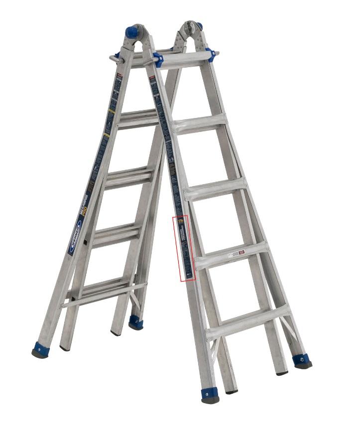 Photo of one of the ladder models that are being recalled. The red rectangle drawn on the ladder is where the model number can be found. June 20, 2018. <em>(Photo [Public Domain] via Consumer Product Safety Commission)</em>