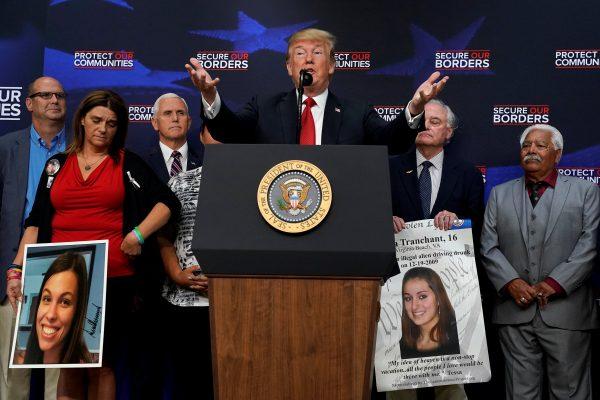 President Donald Trump speaks during an event with victims of illegal immigration in Washington,on June 22, 2018. (REUTERS/Kevin Lamarque)