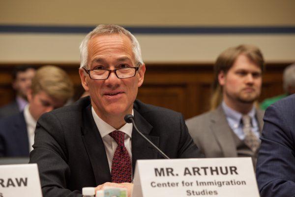 Hon. Art Arthur, resident fellow in law and policy at the Center for Immigration Studies, testifies about illegal immigration at a hearing of the House Subcommittee on National Security on April 12, 2018. (Charlotte Cuthbertson/The Epoch Times)