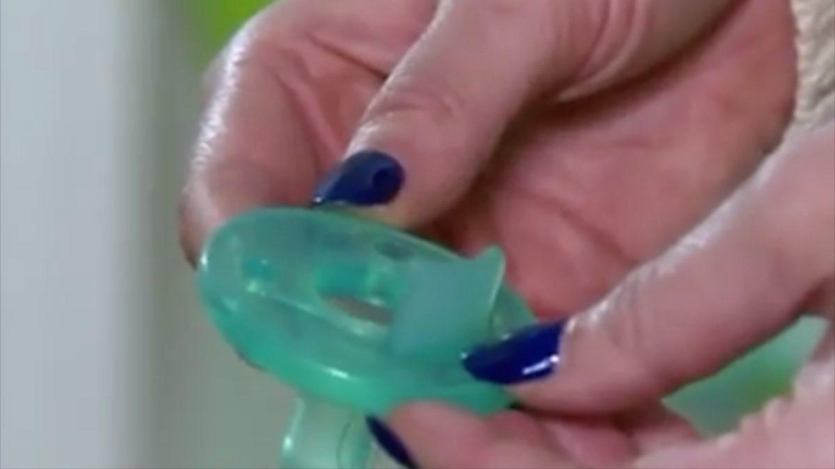 Pacifier which suctioned onto seven-month-old Jack's face. (Screenshot via Fox News).