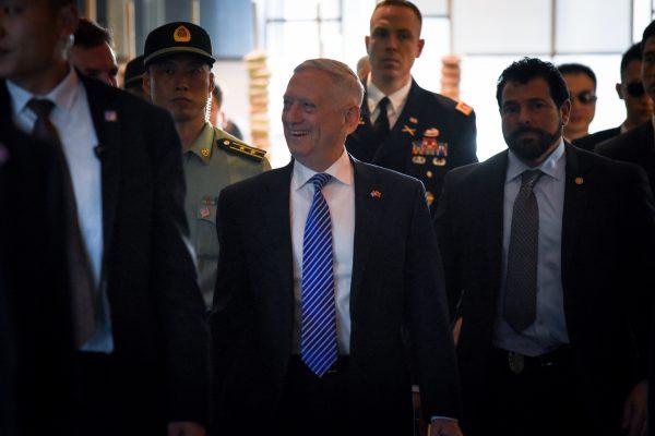 U.S. Defense Secretary Jim Mattis arrives at a hotel for his visit to Beijing on June 26, 2018. (Wang Zhao/AFP/Getty Images)