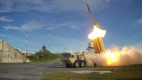 A Terminal High Altitude Area Defense system (THAAD) is seen firing an intercepter in a Department of Defense photo. (DoD photo)