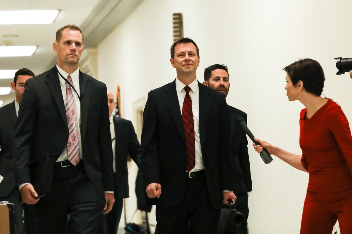 FBI agent Peter Strzok arrives at the Rayburn House Office Building in Washington on June 27, 2018. (Samira Bouaou/The Epoch Times)