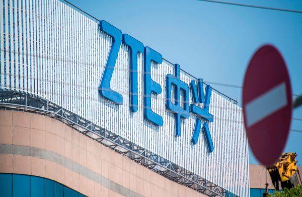 A ZTE logo on an office building in Shanghai on May 3, 2018. (Johannes Eisele/AFP/Getty Images)