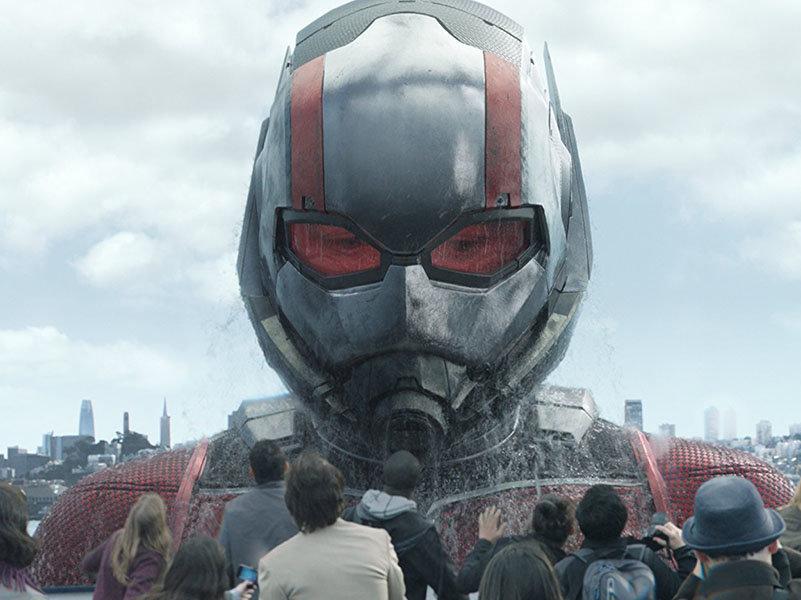 Scott Lang (Paul Rudd) as the large version of Ant-Man in “Ant-Man and the Wasp.” (Walt Disney Studios Motion Pictures/Marvel Studios)
