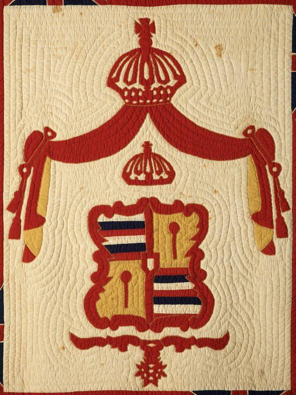 Closeup of the central panel of the Kuʻu Hae Aloha (My Beloved Flag) Quilt of Hawaii. (American Museum in Britain)