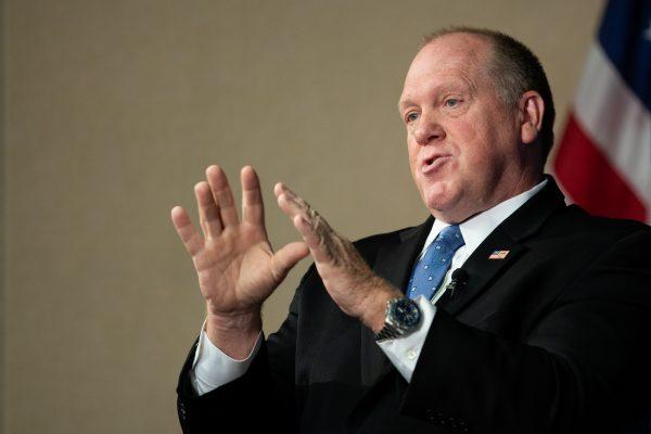 Acting ICE Director Tom Homan speaks at the National Press Club at an event hosted by the Center for Immigration Studies, on June 5, 2018. (Charlotte Cuthbertson/The Epoch Times)