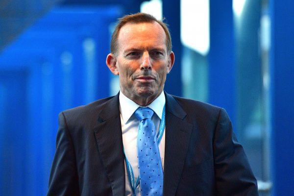 Former Australian PM Tony Abbott arrives for the fourth day of the Conservative Party Conference 2016 at the ICC Birmingham in Birmingham, England on Oct. 5, 2016. (Carl Court/Getty Images)