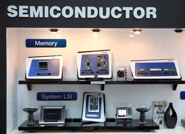 A display of semiconductors and devices at a Samsung media and analyst event in San Jose, California on March 23, 2011. (Justin Sullivan/Getty Images)