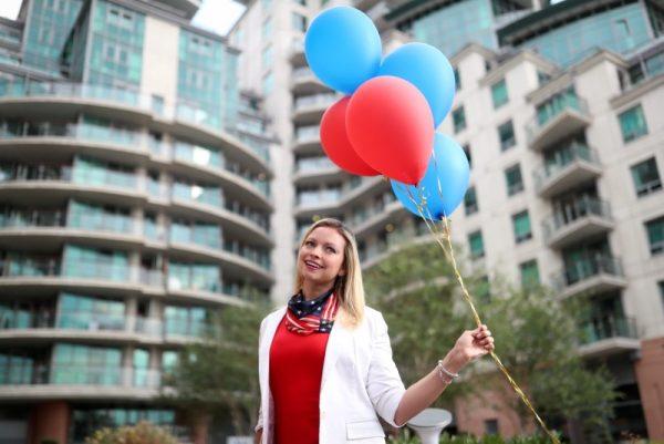 Erika Miller poses for a photograph during Republicans Overseas event in London, July 4, 2018. (Reuters/Simon Dawson)