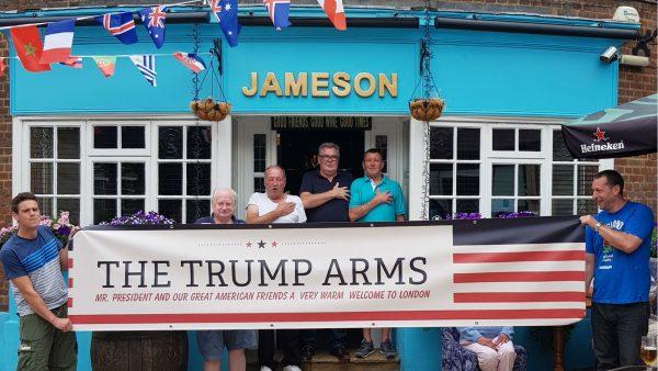 The Jameson in Hammersmith, west London will temporarily re-name their pub 'The Trump Arms' to welcome President Trump to the UK. (Damien Smyth)
