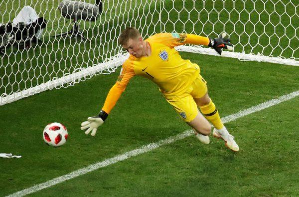 July 11, 2018 England's Jordan Pickford concedes their first goal scored by Croatia's Ivan Perisic (REUTERS/Christian Hartmann)