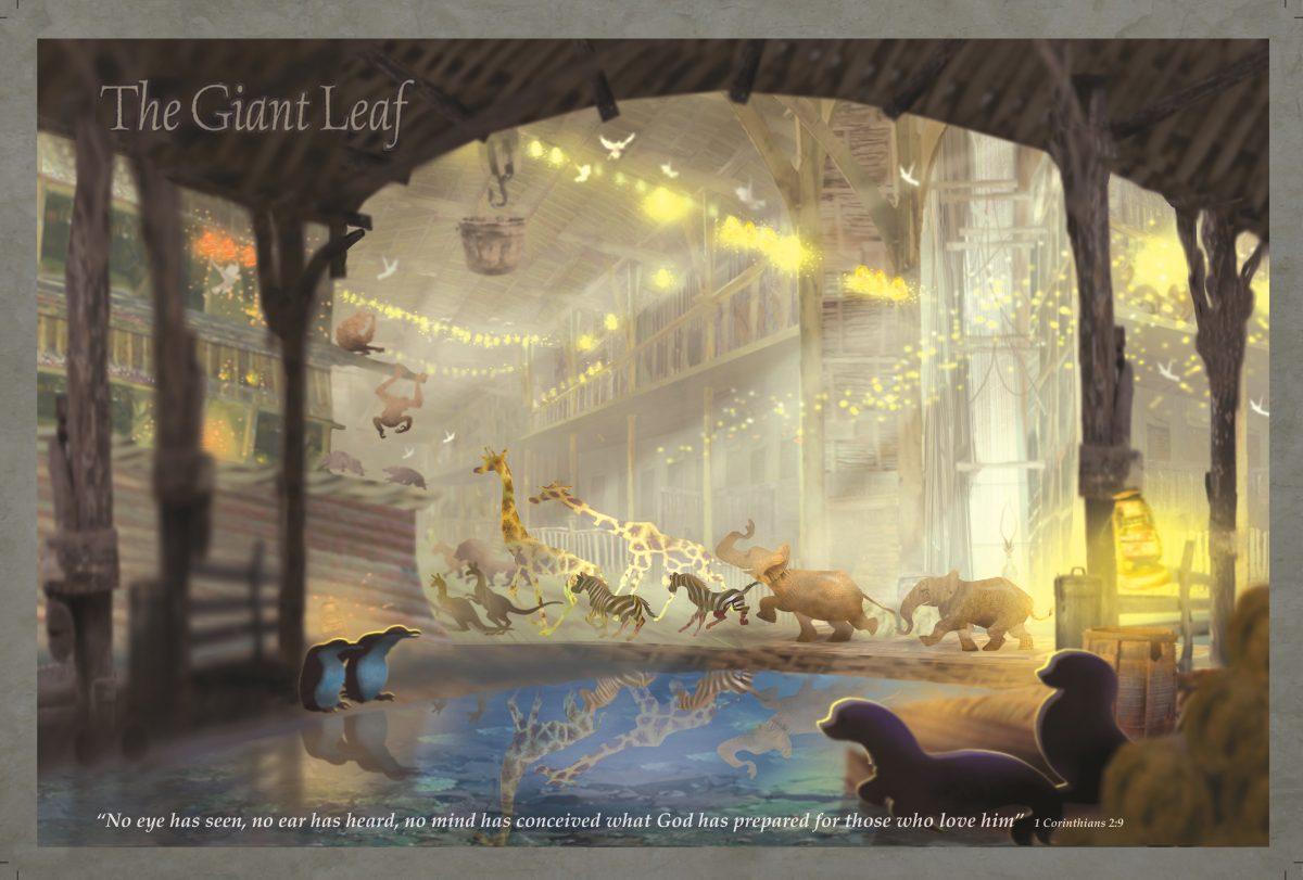 A poster for the children's book "The Giant Leaf," part of the "Invisible Tails" series by Davy Liu. (Courtesy of Davy Liu)