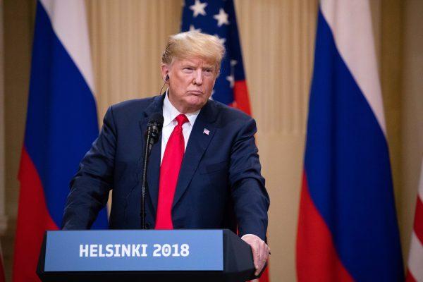 President Donald Trump speaks during a joint press conference with Russian President Vladimir Putin in Helsinki, on July 16, 2018. (Samira Bouaou/The Epoch Times)