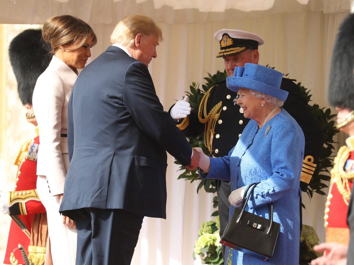 Queen Elizabeth II greets President Donald Trump and First Lady Melania Trump at Windsor Castle in Windsor, England, on July 13, 2018. (Chris Jackson/Getty Images)