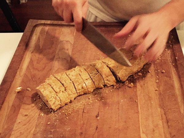 Cantucci are baked in logs until golden brown, then hand-sliced into individual cookies. (Courtesy of Prato Bakery)