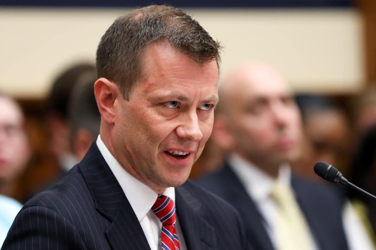 FBI Deputy Assistant Director Peter Strzok testifies at the Committee on the Judiciary and Committee on Oversight and Government Reform Joint Hearing in Washington, D.C., on July 12, 2018. (Samira Bouaou/The Epoch Times)