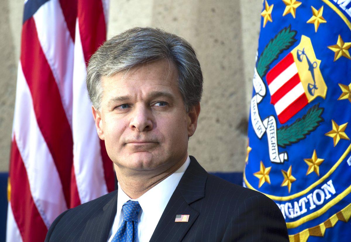 FBI Director Christopher Wray at FBI headquarters in Washington on Sept. 28, 2017. (SAUL LOEB/AFP/Getty Images)