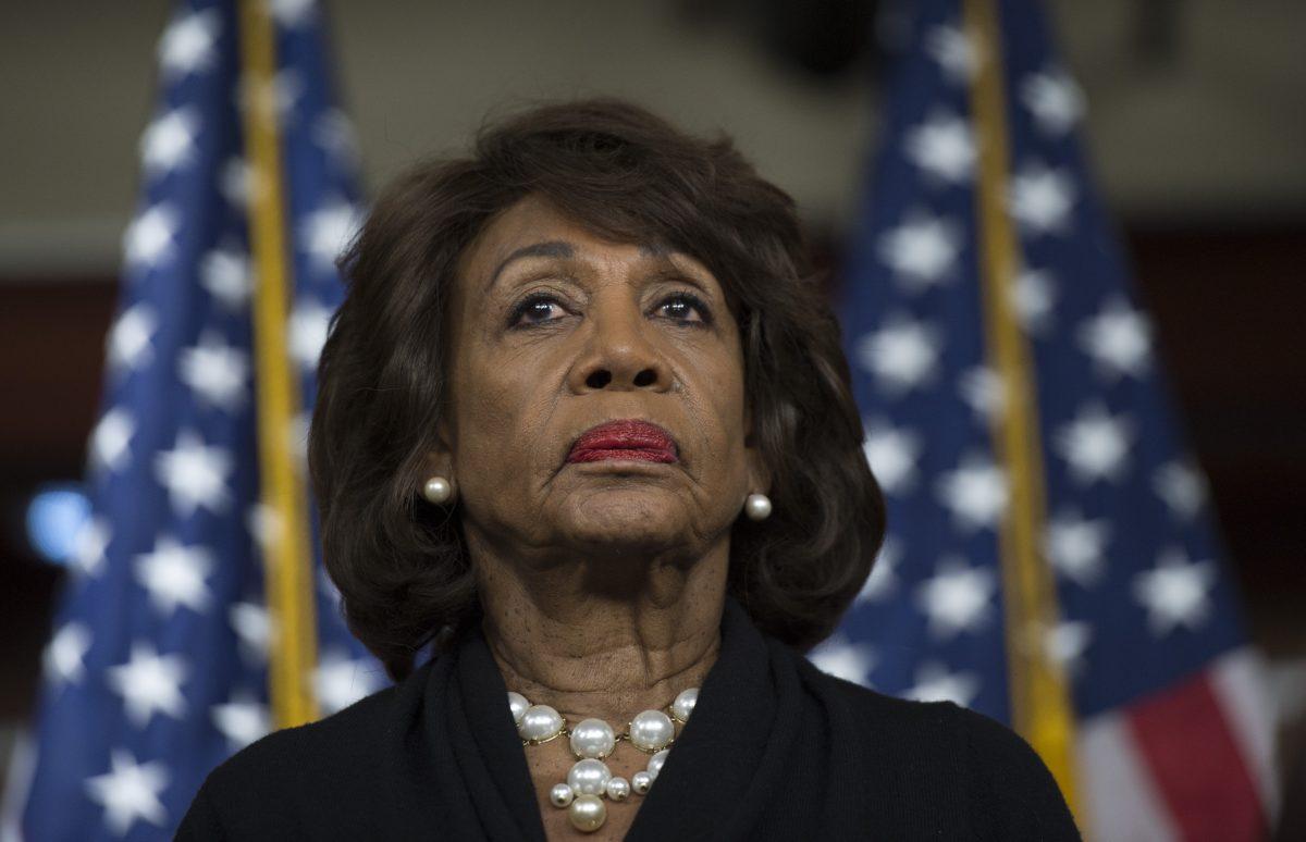 Rep. Maxine Waters (D-Calif.) looks on before speaking on Capitol Hill in Washington on Jan. 9, 2018. (Andrew Caballero-Reynolds/AFP/Getty Images)