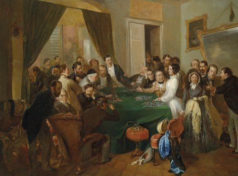 A painting of the party scene from “La Traviata” attributed to Carl d'Unker. (Public Domain)