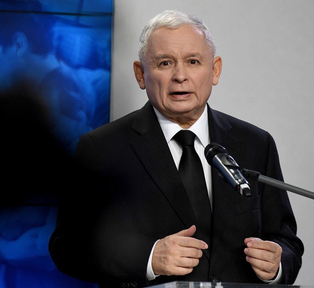 The leader of Poland's ruling party Law and Justice (PiS), Jaroslaw Kaczynski, gives a press conference summarizing two years of the government of Polish Prime Minister Beata Szydlo (unseen) on Nov. 14, 2017, in Warsaw. (Janek Skarzynski/AFP/Getty Images)