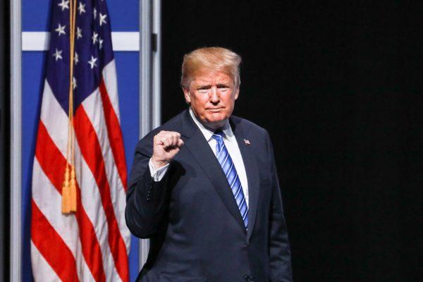 President Donald Trump attends the 119th annual Veterans of Foreign Wars conference in Kansas City, Mo., on July 24, 2018. (Charlotte Cuthbertson/The Epoch Times)