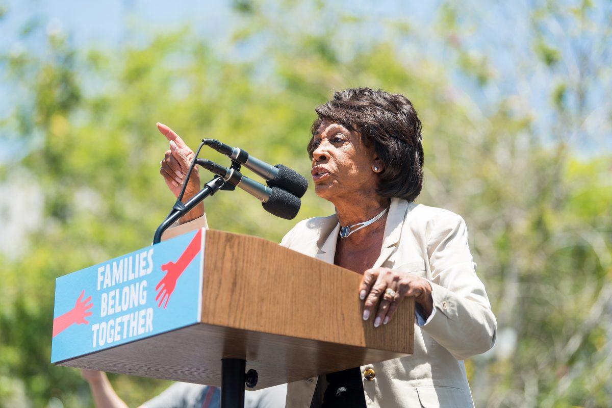 Maxine Waters speaks at a rally at Los Angeles City Hall on June 30, 2018 in Los Angeles, California. (Emma McIntyre/Getty Images for Families Belong Together LA)