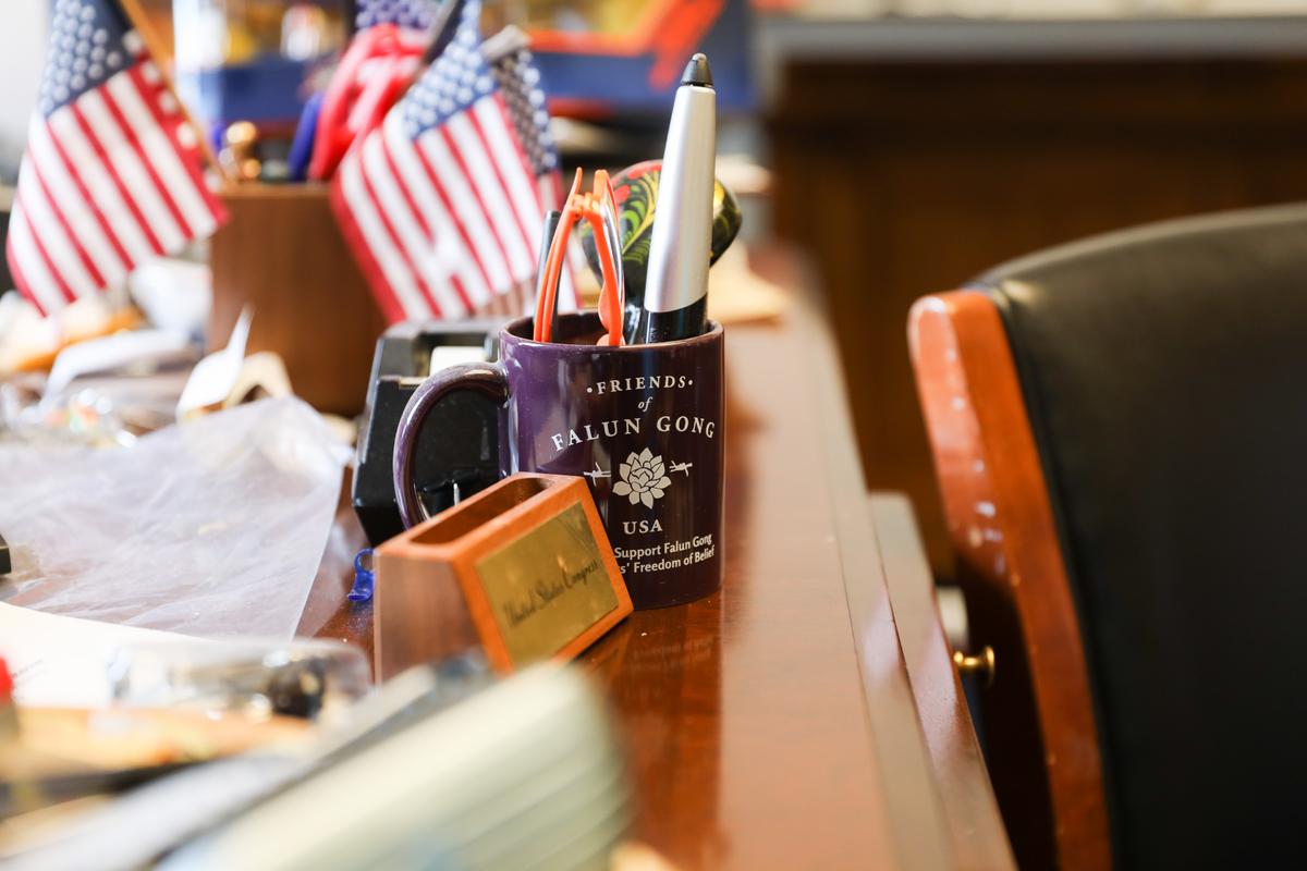 Objects in the office of Rep. Dana Rohrabacher (R-Calif.) in the Rayburn House Office Building in Washington on July 26, 2018. (Samira Bouaou/The Epoch Times)