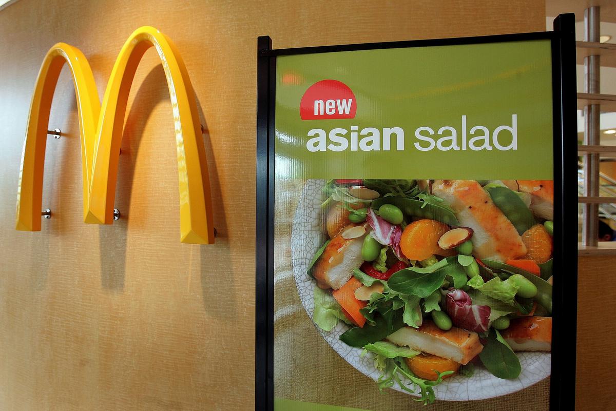 A display for McDonald's Asian Salad is displayed McDonald's restaurant in Oakbrook, Illinois, April 25, 2006. (Tim Boyle/Getty Images)