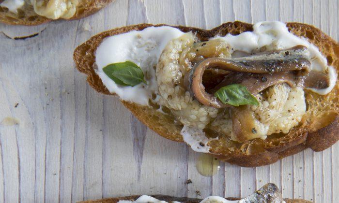 Montados de Anchoas: Salt-Cured Anchovies and Eggplant on Toast