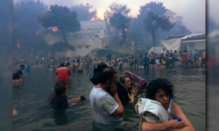 Victims of Greece Wildfires Flee Into Sea to Escape Flames