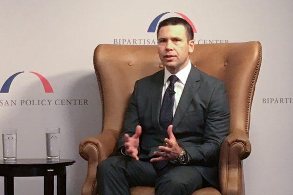 Kevin McAleenan, commissioner of Customs and Border Protection, speaks at an event at the Bipartisan Policy Center in Washington, on July 27, 2018. (Charlotte Cuthbertson/The Epoch Times)