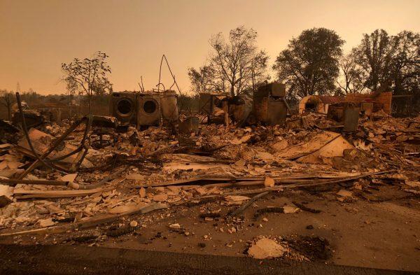 A burned out home in the small community of Keswick is shown from wildfire damage near Redding. (Reuters/Alexandria Sage)