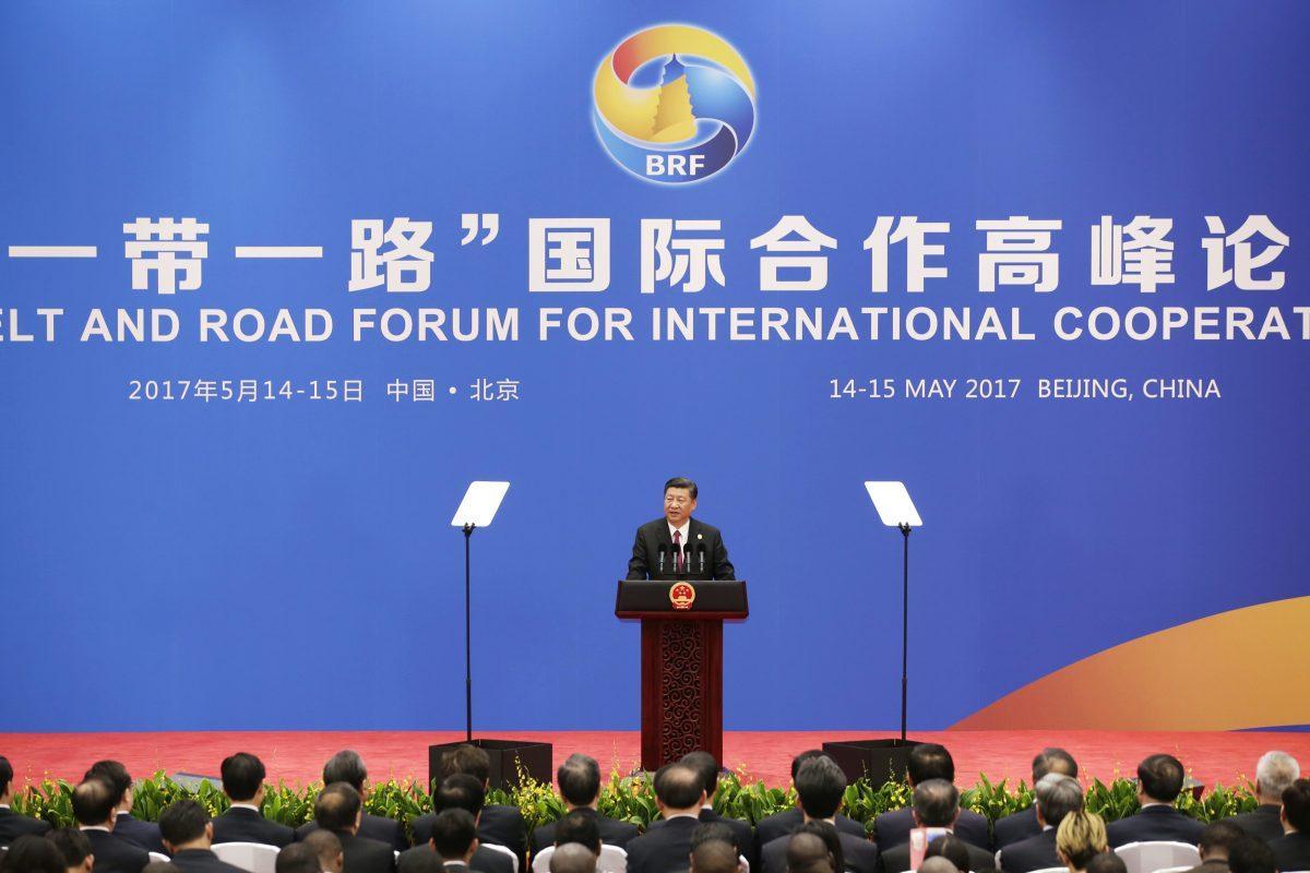 Chinese Communist Party leader Xi Jinping at the end of the Belt and Road Forum for International Cooperation in Beijing on May 15, 2017. The Indo-Pacific proposal announced by U.S. Secretary of State Michael Pompeo on July 30 is in part a response to the Chinese regime’s “one belt, one road” initiative. (Jason Lee-Pool/Getty Images)