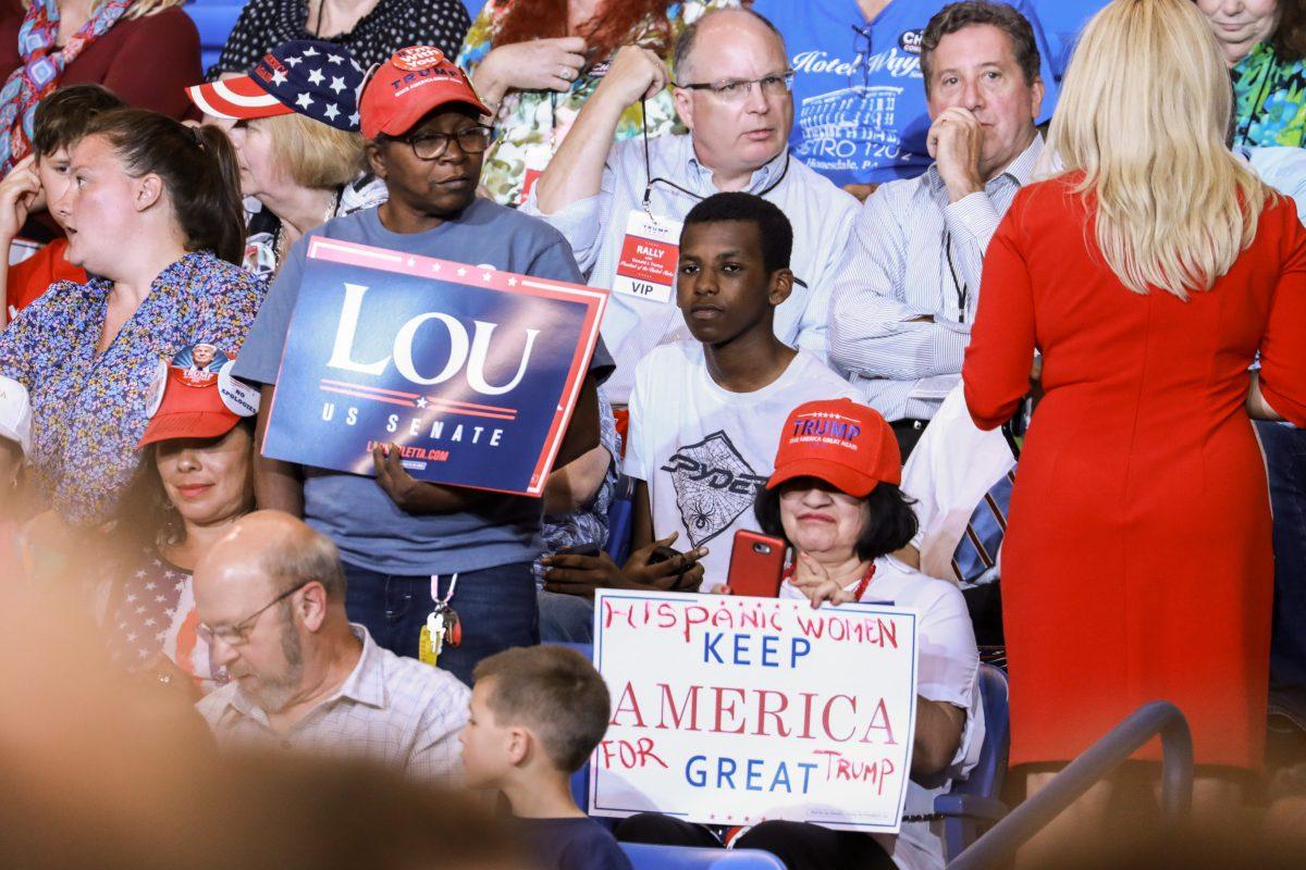 The audience at President Donald Trump’s Make America Great Again rally in Wilkes-Barre, Penn., on Aug. 2, 2018. (Samira Bouaou/Epoch Times)